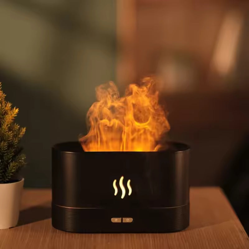Perfume Humidifier Simulation Flame Aromatherapy Diffuser LED Ultrasonic Air Humidifier Creative Gift Essential Oil Flame Lamp