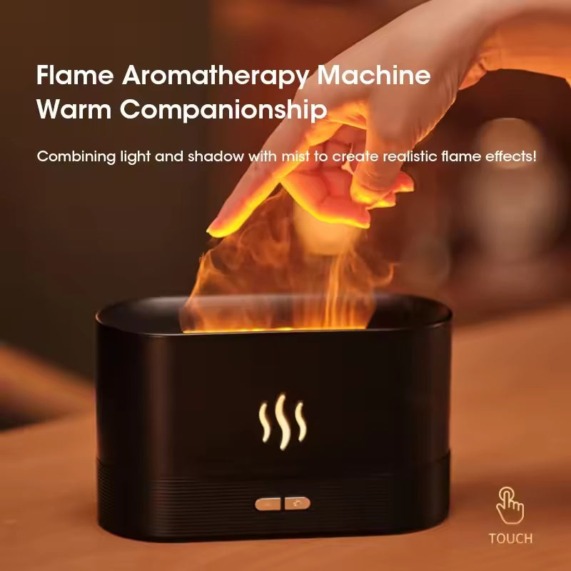 Perfume Humidifier Simulation Flame Aromatherapy Diffuser LED Ultrasonic Air Humidifier Creative Gift Essential Oil Flame Lamp