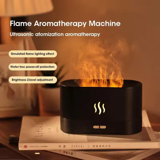 Perfume Humidifier Simulation Flame Aromatherapy Diffuser LED Ultrasonic Air Humidifier Creative Gift Essential Oil Flame Lamp