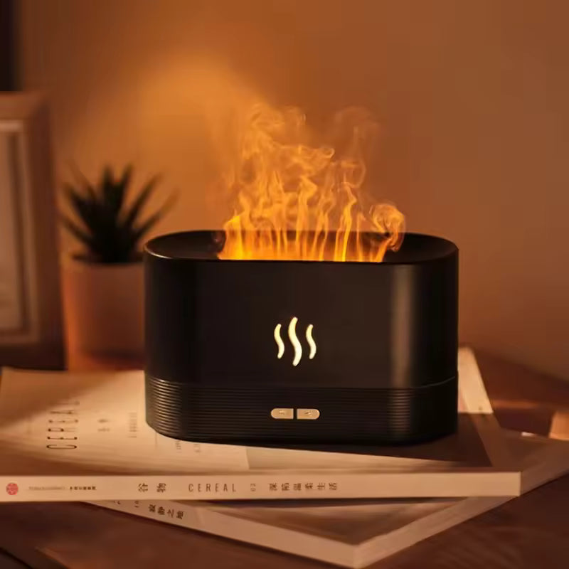 Perfume Humidifier Simulation Flame Aromatherapy Diffuser LED Ultrasonic Air Humidifier Creative Gift Essential Oil Flame Lamp